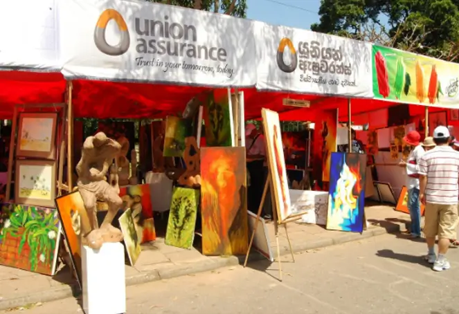 Showcasing various statues in the Union Assurance and Elephant House tents.