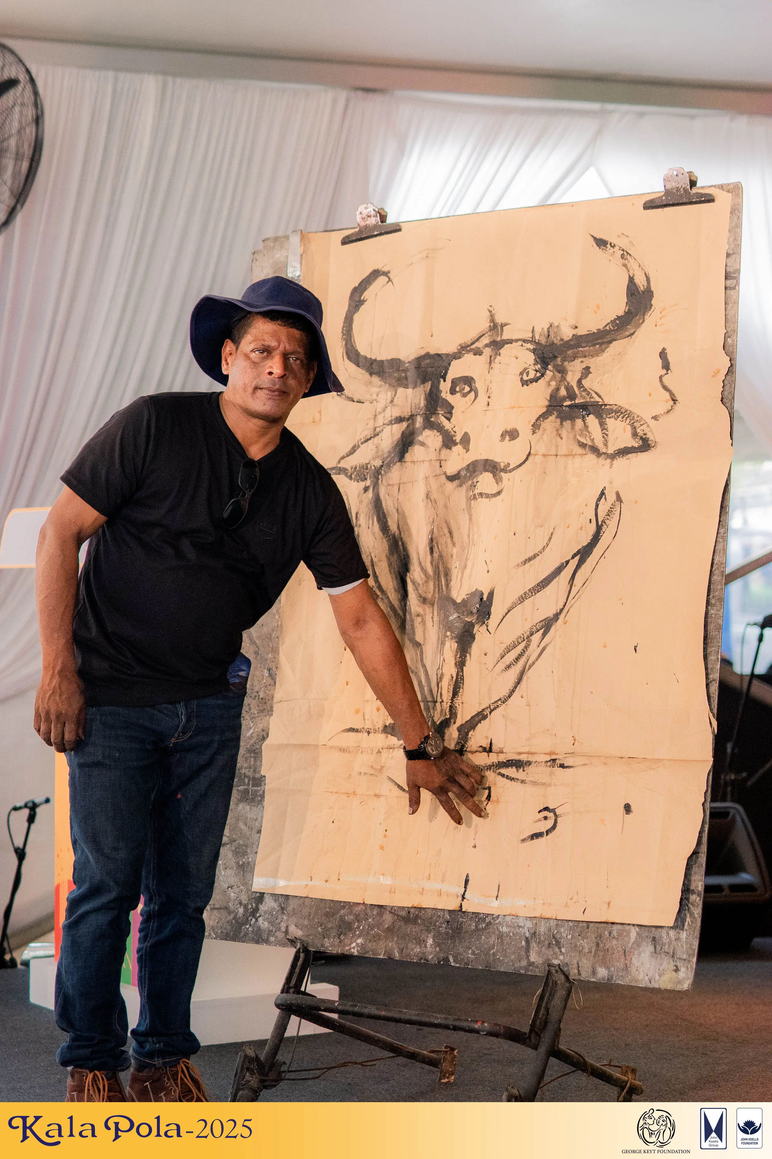 A team of performers on stage, engaging the audience.